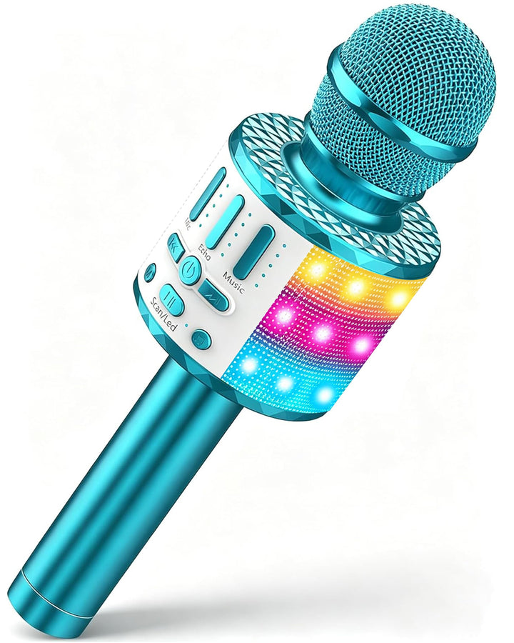 Karaoke Mikrofon, Drahtloses Bluetooth Mikrofon Kinder mit LED, Tragbares Karaoke Maschine zum Singe
