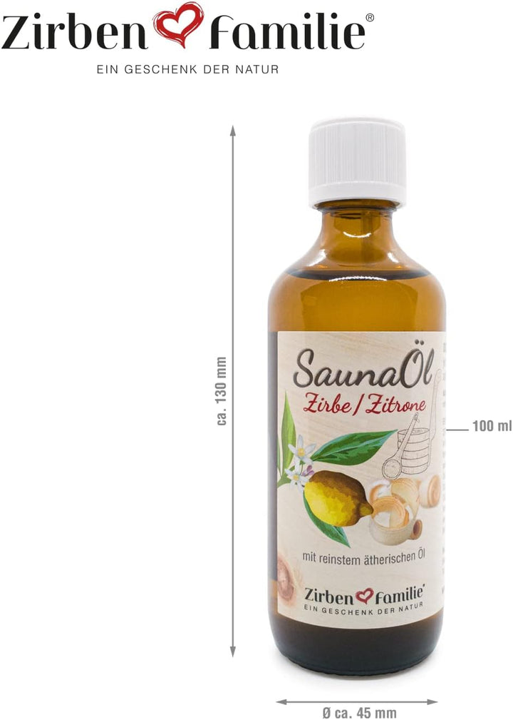 Zirben Familie® Saunaaufguss Zirbe &amp; Zitrone 100ml | Saunaöl aus Zirbelkiefer | Sauna Aufgussmittel