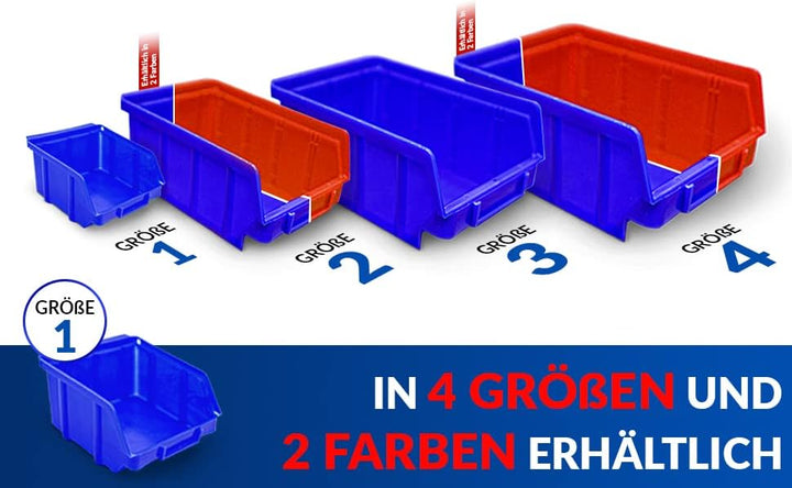 192x Stapelboxen Blau Grösse 1 (BxTxH) 100x100x52mm stapelbar blaue Sichtbox Regalbox Lagerbox Sicht