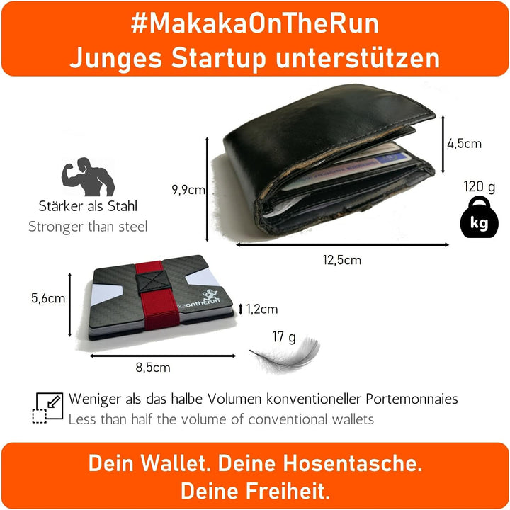 Premium Kartenetui aus stabilem Carbon – 1 bis 16 Karten & Geldscheine – Slim Wallet Portemonnaie, k