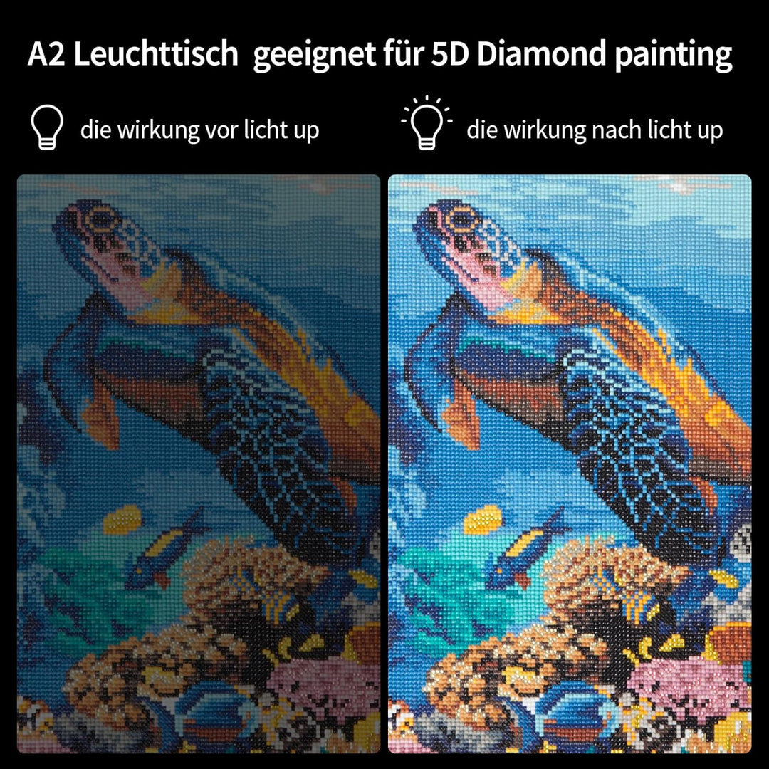 Wiederaufladbares A2 leuchttisch,3-Farben-Lichteinstellung, diamond painting Lichtplatten, 6-stufige