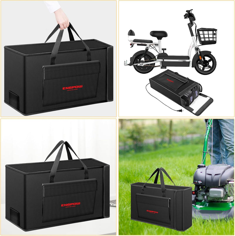 Akku Tasche Ebike Batterie Tasche Feuerfeste bis 2000°F Explosionsgeschützte Lipo Bag kompatibel mit