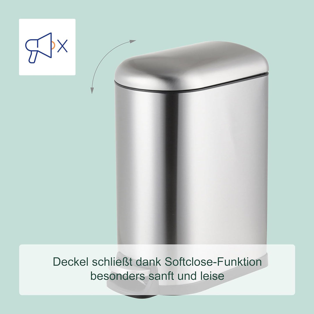 Relaxdays Mülleimer, 10 Liter, Absenkautomatik, entnehmbarer Inneneimer, Kosmetikeimer mit Deckel, B