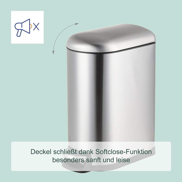 Relaxdays Mülleimer, 10 Liter, Absenkautomatik, entnehmbarer Inneneimer, Kosmetikeimer mit Deckel, B