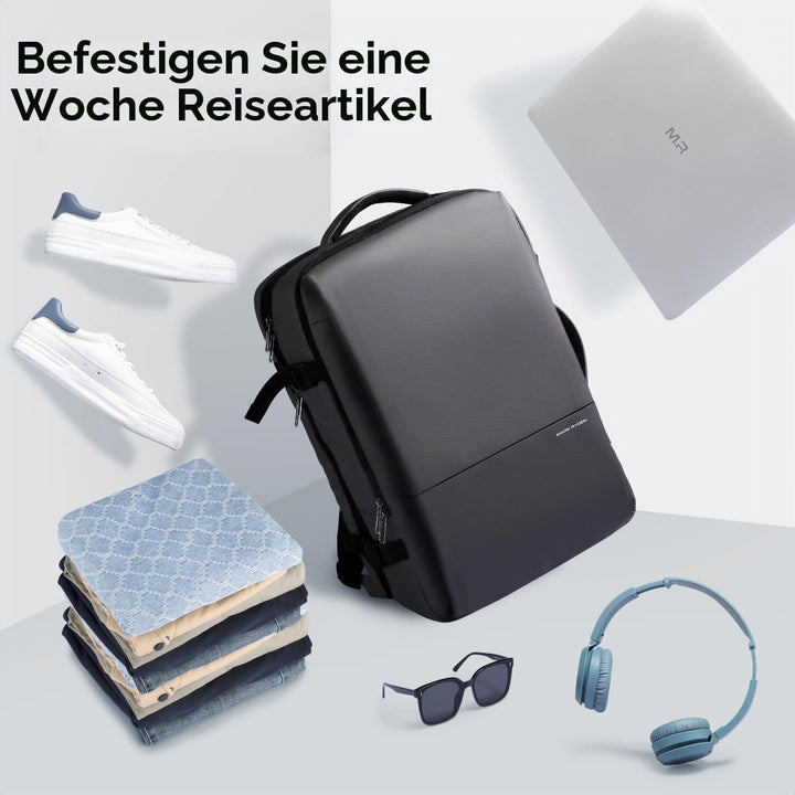 MARK RYDEN 30-45L Geschäftsreiserucksack, Erweiterte Umhängetasche, multifunktionaler Nass- und Troc