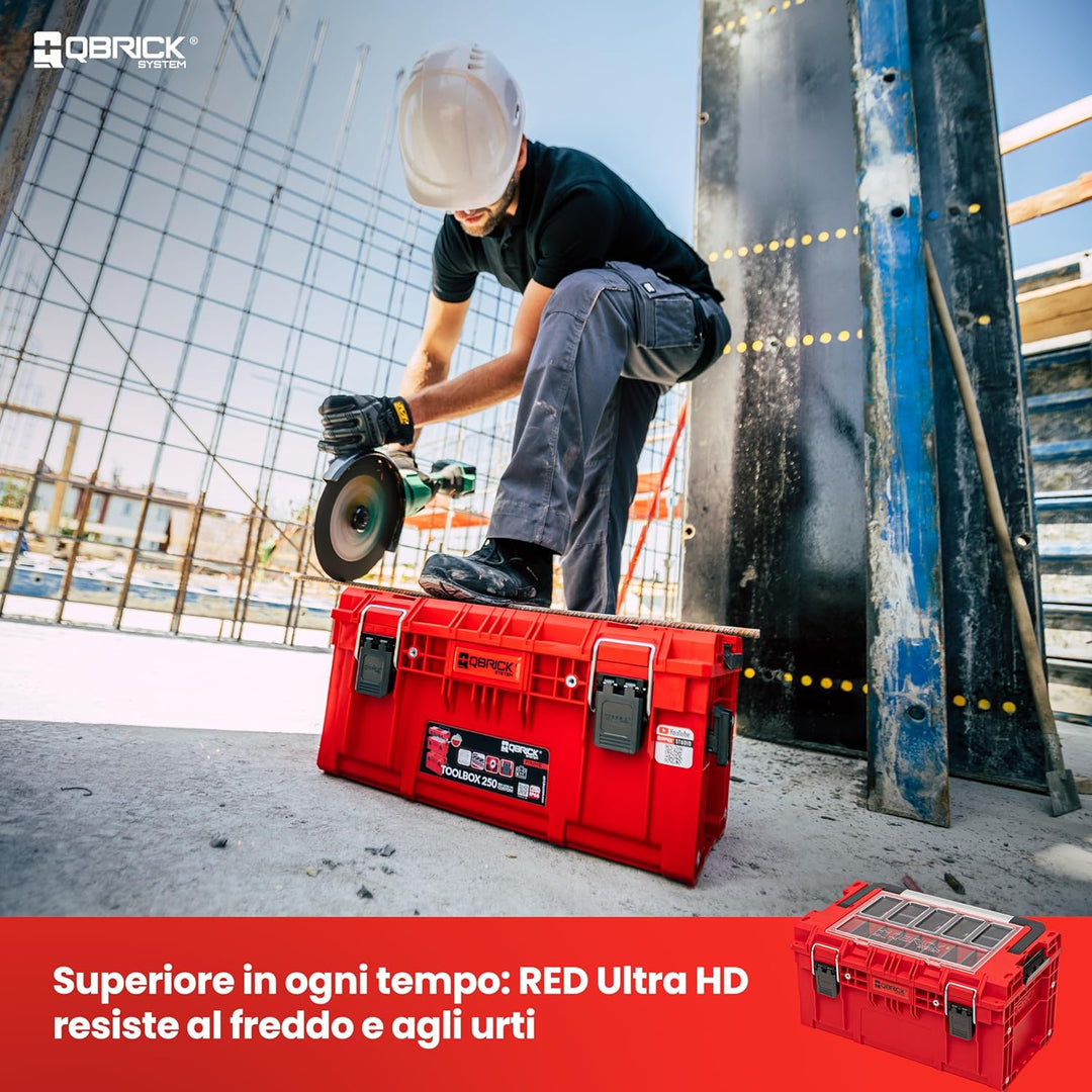 QBRICK SYSTEM Werkzeugkoffer Werkzeugkasten Leer Werkzeugkiste PRIME RED Ultra HD Rot 570 x 340 x 29