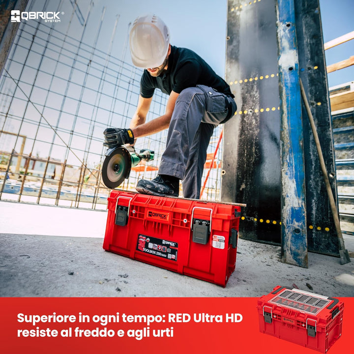 QBRICK SYSTEM Werkzeugkoffer Werkzeugkasten Leer Werkzeugkiste PRIME RED Ultra HD Rot 570 x 340 x 29