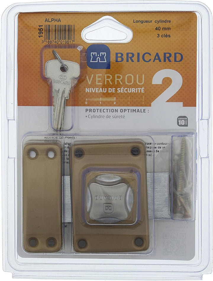 BRICARD 1951 Schloss Alpha mit Knopf Zylinder 40 mm Ø 22 mm gold mit Knopf 40 mm ø 22 mm Goldfarben,