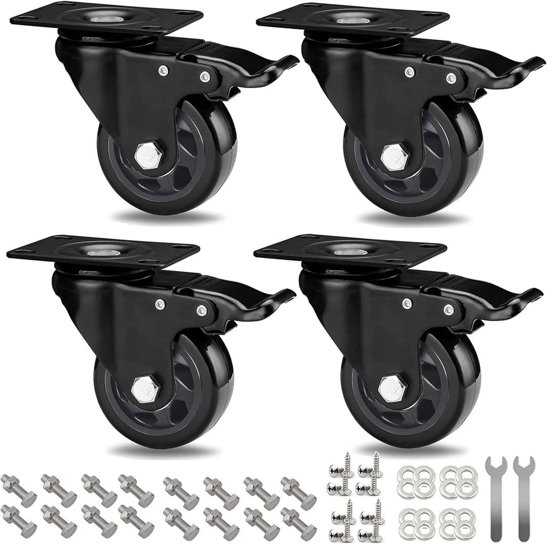 RRIUTO 4 Lenkrollen mit Bremse, 75 mm Transportrollen mit Bremse Strandkorbrollen Möbelrollen für Mö