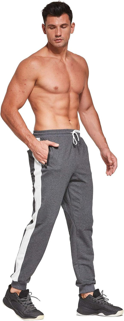 Tansozer Jogginghose Herren Trainingshose Baumwolle Fitness Hosen Herren mit Reissverschlusstaschen