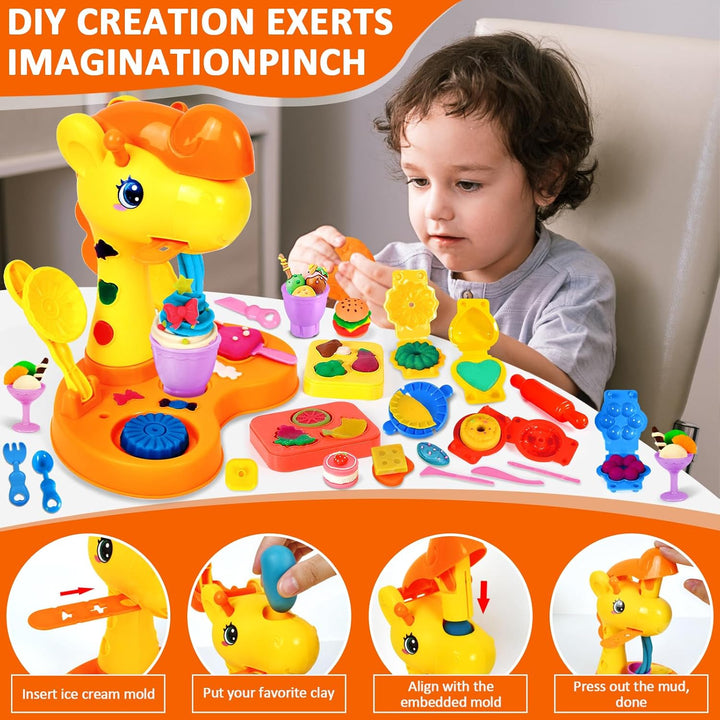 Knete Dough Set für Kinder, Kitchen Creations Nudelmaschine Spielset Burger Eiscreme, Knete Zubehör