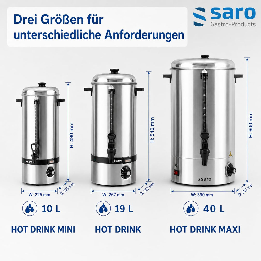 Saro 317-2005 HOT DRINK MAXI Glühwein-und Heisswasserspender, 40L, Edelstahl