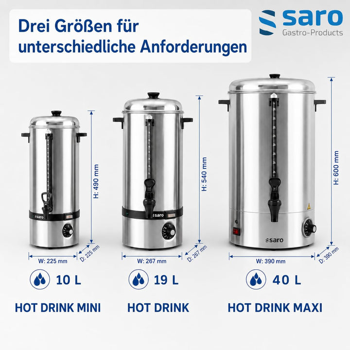 Saro 317-2005 HOT DRINK MAXI Glühwein-und Heisswasserspender, 40L, Edelstahl