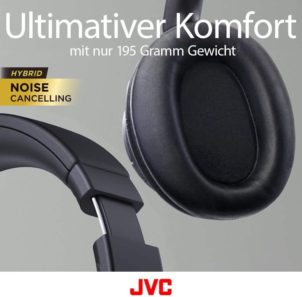 JVC HA-S95N-B - Bluetooth Around-Ear Kopfhörer mit Hybrid Noise Cancelling, BT 5.3, 50 Stunden Akkul