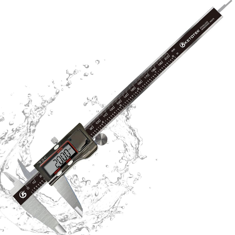 KETOTEK Messschieber Digital, Schieblehre IP54 Wasserdichter, 200mm Messschieber aus Edelstahl, Mikr