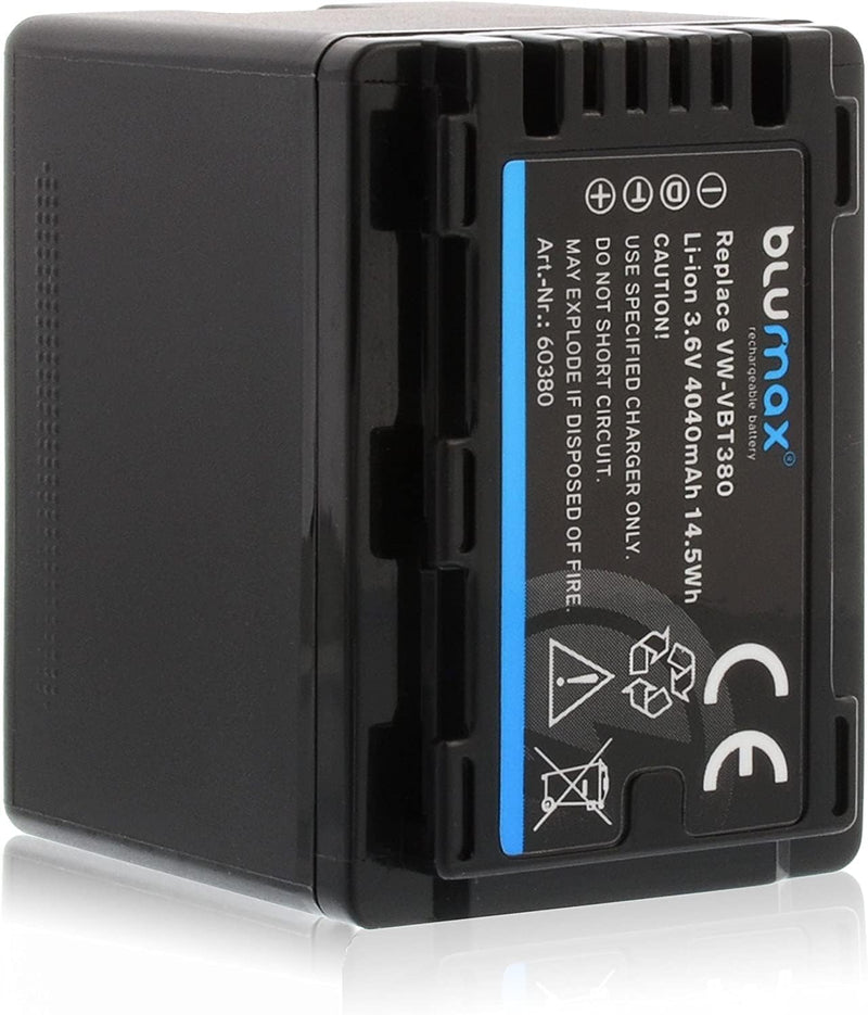 Blumax Akku ersetzt Panasonic VW-VBT380 E-K VBT-380-4040mAh 3,6V kompatibel mit Panasonic VW-VBT380