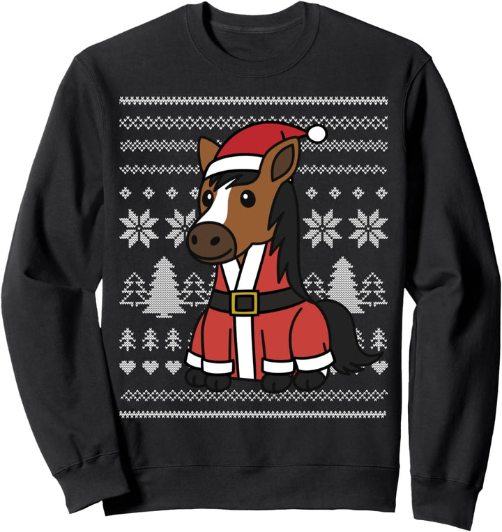 Cartoon Hauspferd Lustiger Haustier Weihnachten Geschenk Sweatshirt