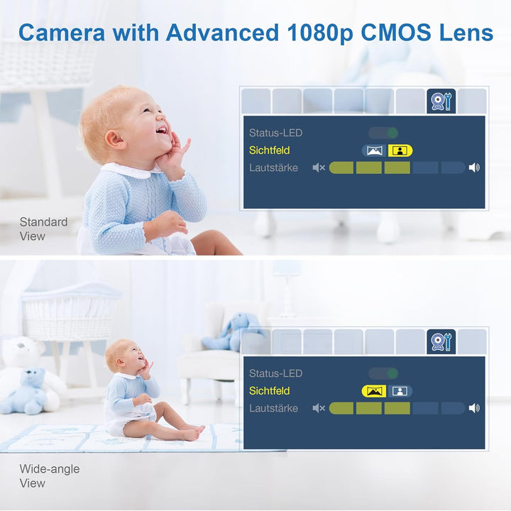 VTech VM919 HD Babymonitor – Video-Babyphon mit Weitwinkelkamera – 360° Panoramasicht, HD-Video, kla