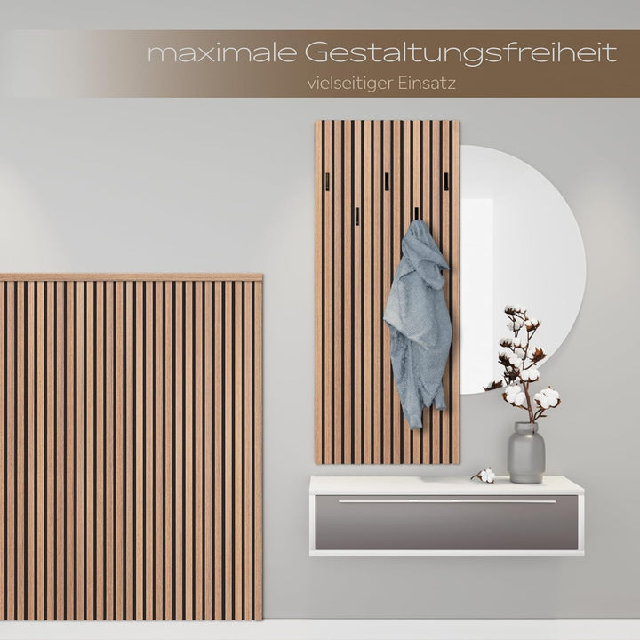 HEXIM Akustikpaneele 8 Stück 138,5x60cm Holz Comfort - flexible Holzpaneele Platten Lamellenwand Hol