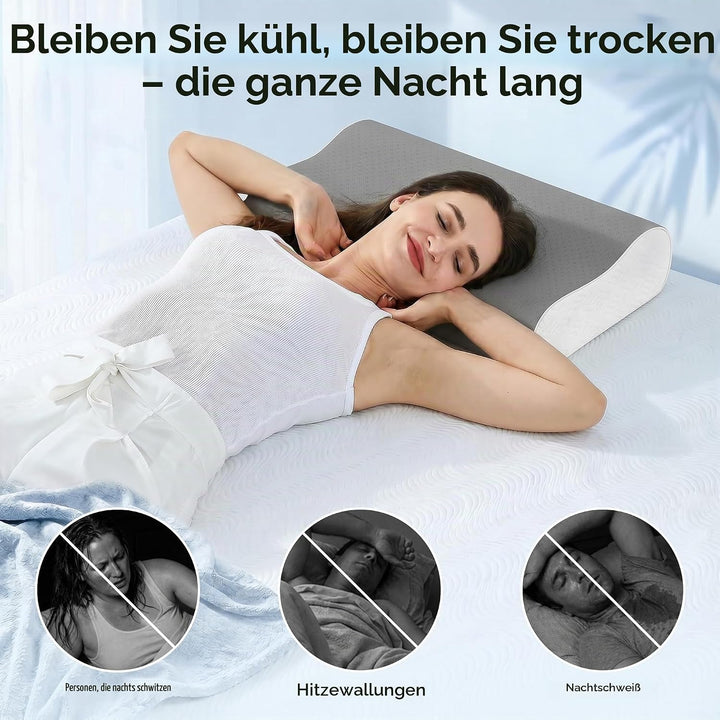 Elviros Memory Foam Kissen, Verstellbares Ergonomisches Kopfkissen gegen Nackenschmerzen, Nackenstüt