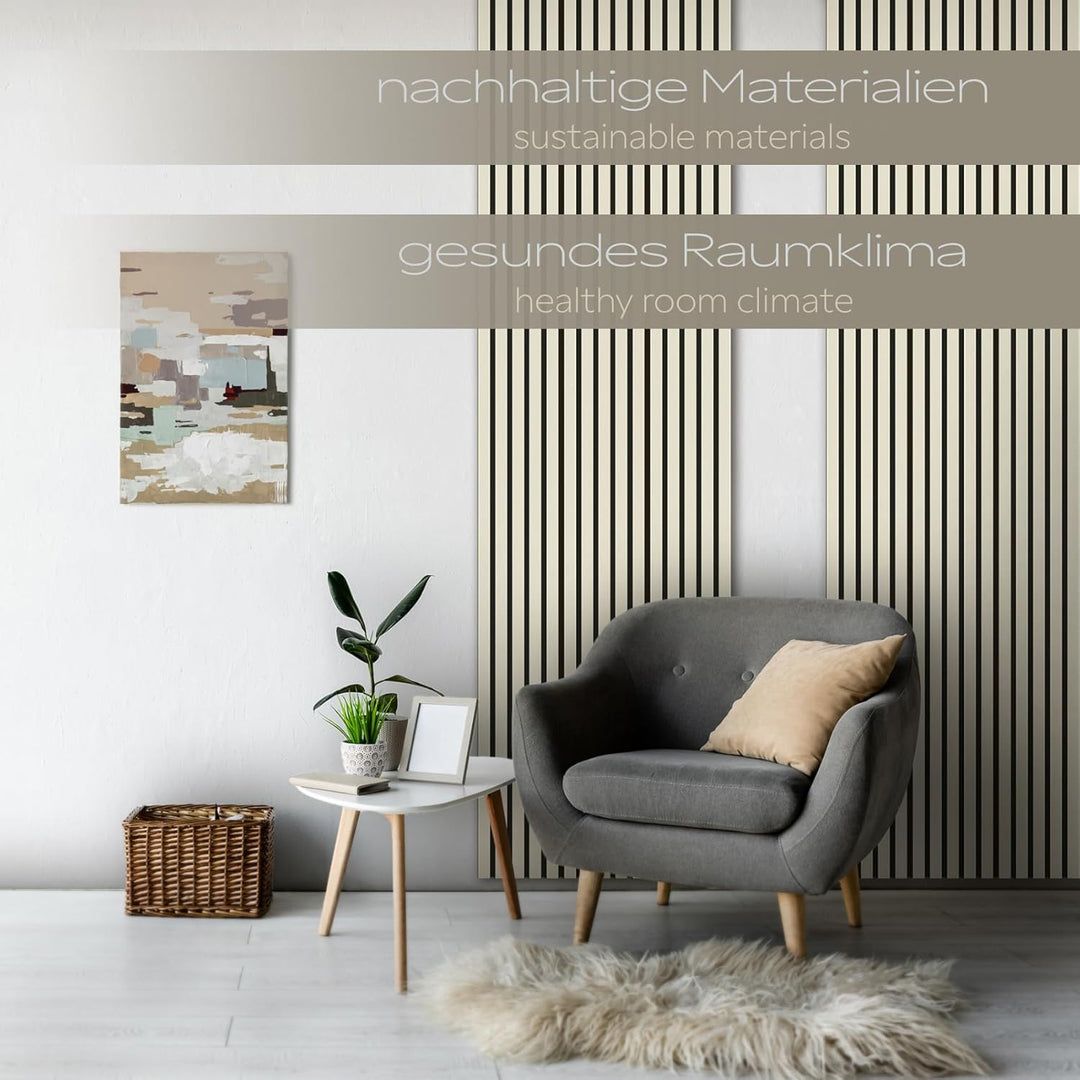 HEXIM Akustikpaneele 118x60cm Holz Comfort - flexible Holzpaneele Platten Lamellenwand MDF Wandpanee