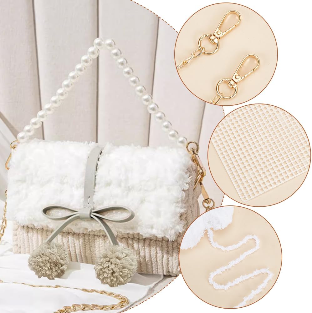 WADORN DIY-Strick- und Häkelhandtaschen-Set: Mesh-Kunststoff-Canvas-Set für Umhängetaschen, Stricken