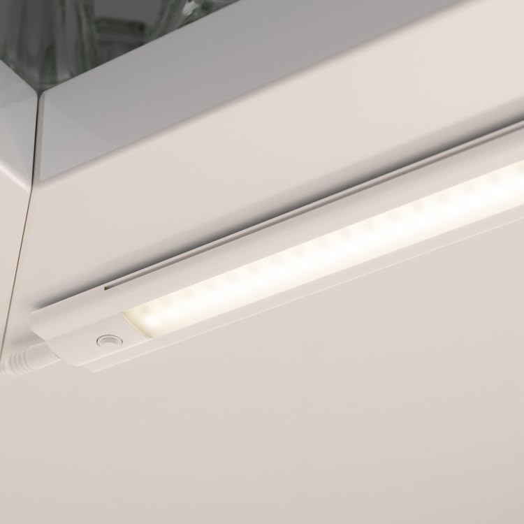 ledscom.de LED Unterbau-Leuchte SIRIS weiss matt mit Netzteil, Eckmontage, flach, 90cm, 1044lm, weis