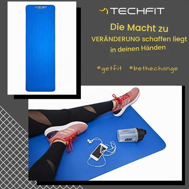 TechFit Yogamatte Rutschfest für das Fitnessstudio zu Hause - Pilates Matte für das Heimtraining, Yo