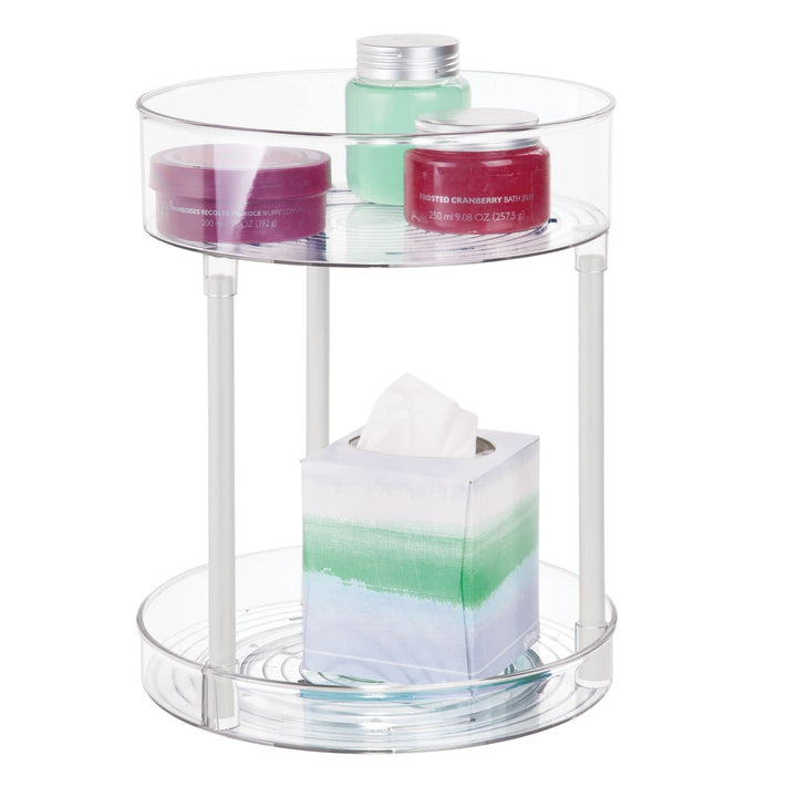 mDesign Kosmetik Organizer – zweistöckige Make-up Ablage mit Drehtellern – Baderegal stehend aus Kun