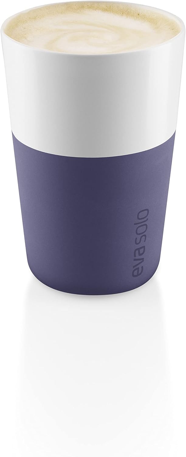 EVA SOLO | 2 Cafe Latte Becher | 360 ml | Gut zu halten durch Silikonbeschichtung | Spülmaschinenfes