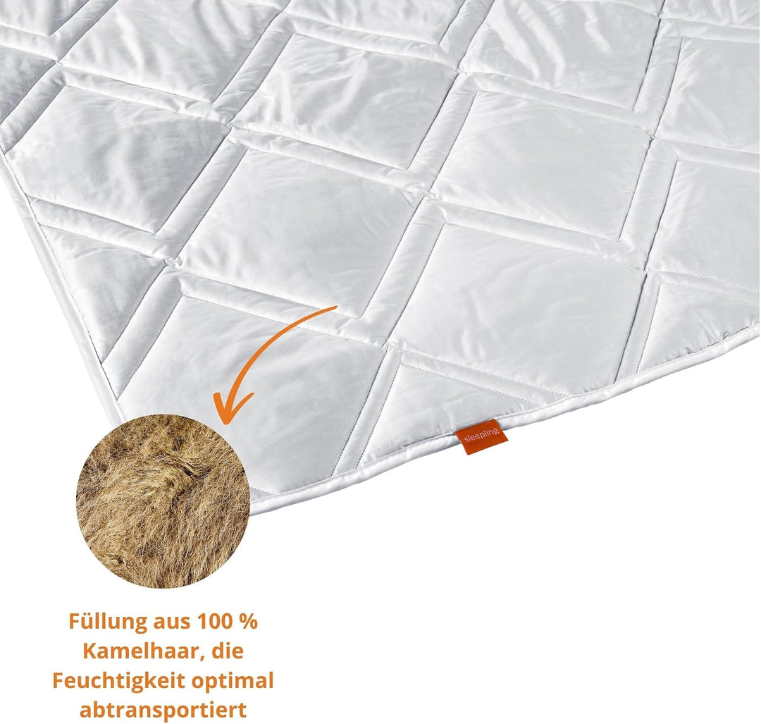 sleepling Bettdecke Kamelhaar 135x200 cm, Kamelhaardecke, Ganzjahresdecke, Kamel Decke, Steppdecke 1