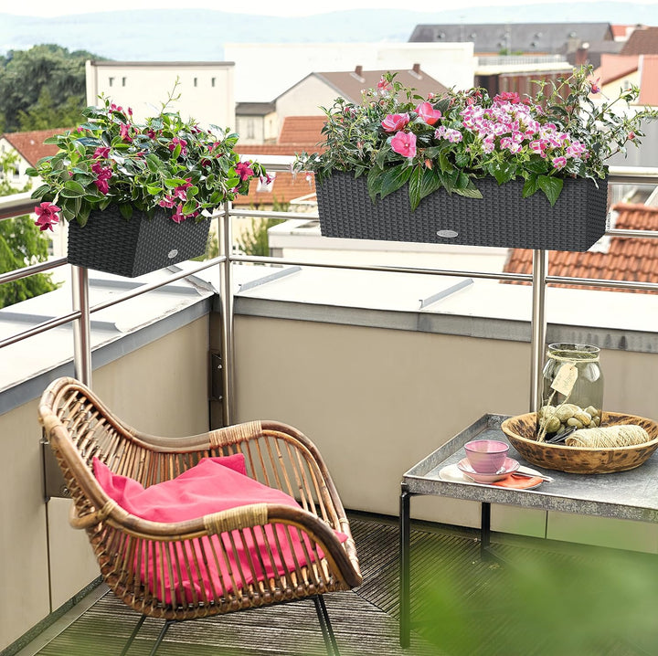 LECHUZA BALCONERA Cottage 50 granit 15602 Pflanzgefäss mit Erd-Bewässerungs-System 50x19x19 cm Grani