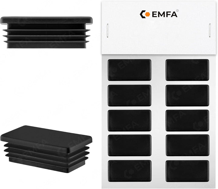 EMFA Lamellenstopfen für Rechteckrohre 100x50 mm Schwarz 10 Stück Rechteckstopfen 50x100, 10x5 cm 50