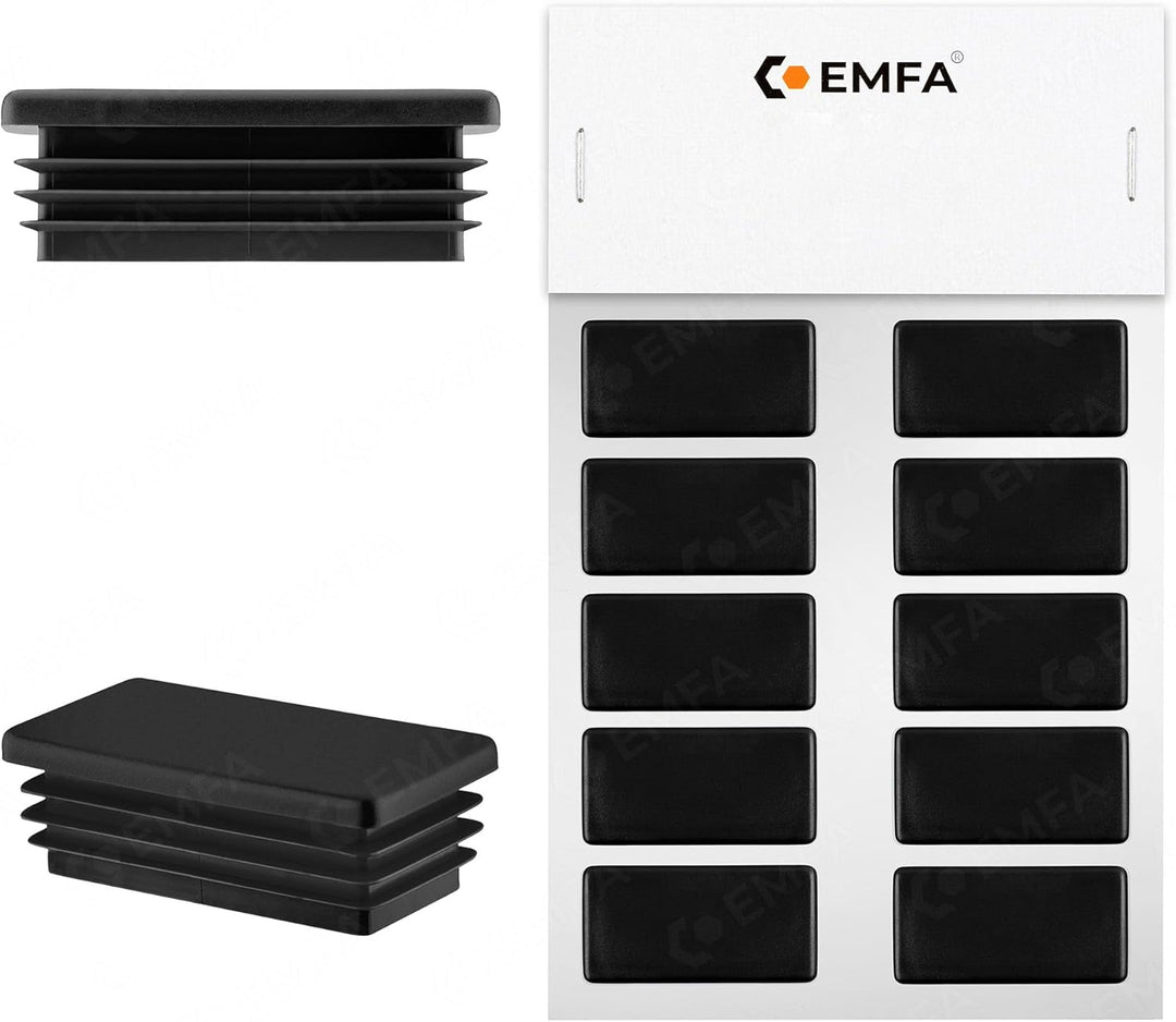 EMFA Lamellenstopfen für Rechteckrohre 100x20 mm Schwarz 10 Stück Rechteckstopfen 20x100, 10x2 cm 20