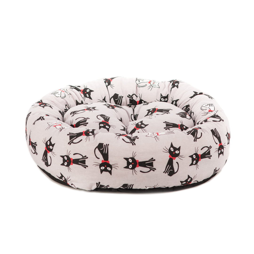Lebon - Maja - Holly | Schwarz oder Grau | Katzenbett | Mit Motiv | Herausnehmbares Kissen | Schicke