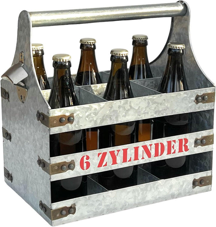 DanDiBo Bierträger Metall mit Öffner Flaschenträger 6 Zylinder V6 96402 Flaschenträger Flaschenöffne