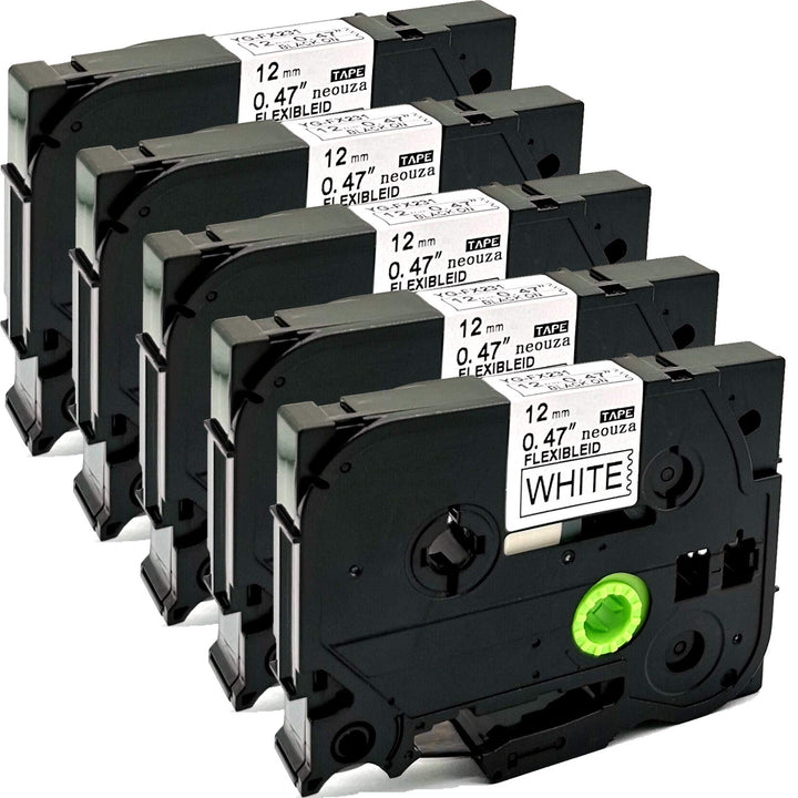 NEOUZA 5PK Compatible For Brother P-Touch Laminated Tze Tz Label Tape Cartridge 12mmx8m (TZe-Fx231 F