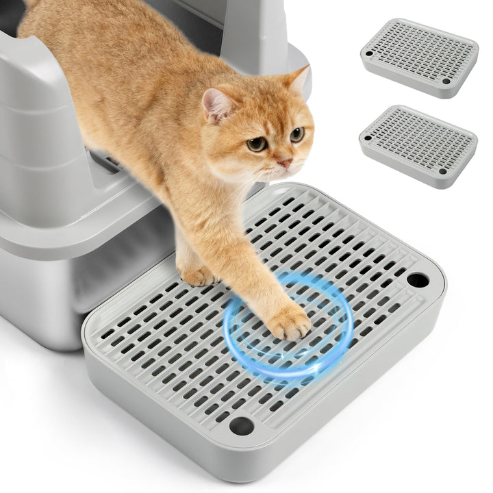 Kalolary 2 Packung Katzenstreu-Rampe mit Filtersystem – rutschfeste Treppe für Katzentoilette, Litte