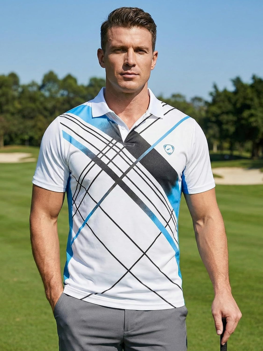 Jeansian Herren Kurzarm Passform Sport Polo Tee Shirts T-Shirts Tops Poloshirt Golf Tennis Picklebal