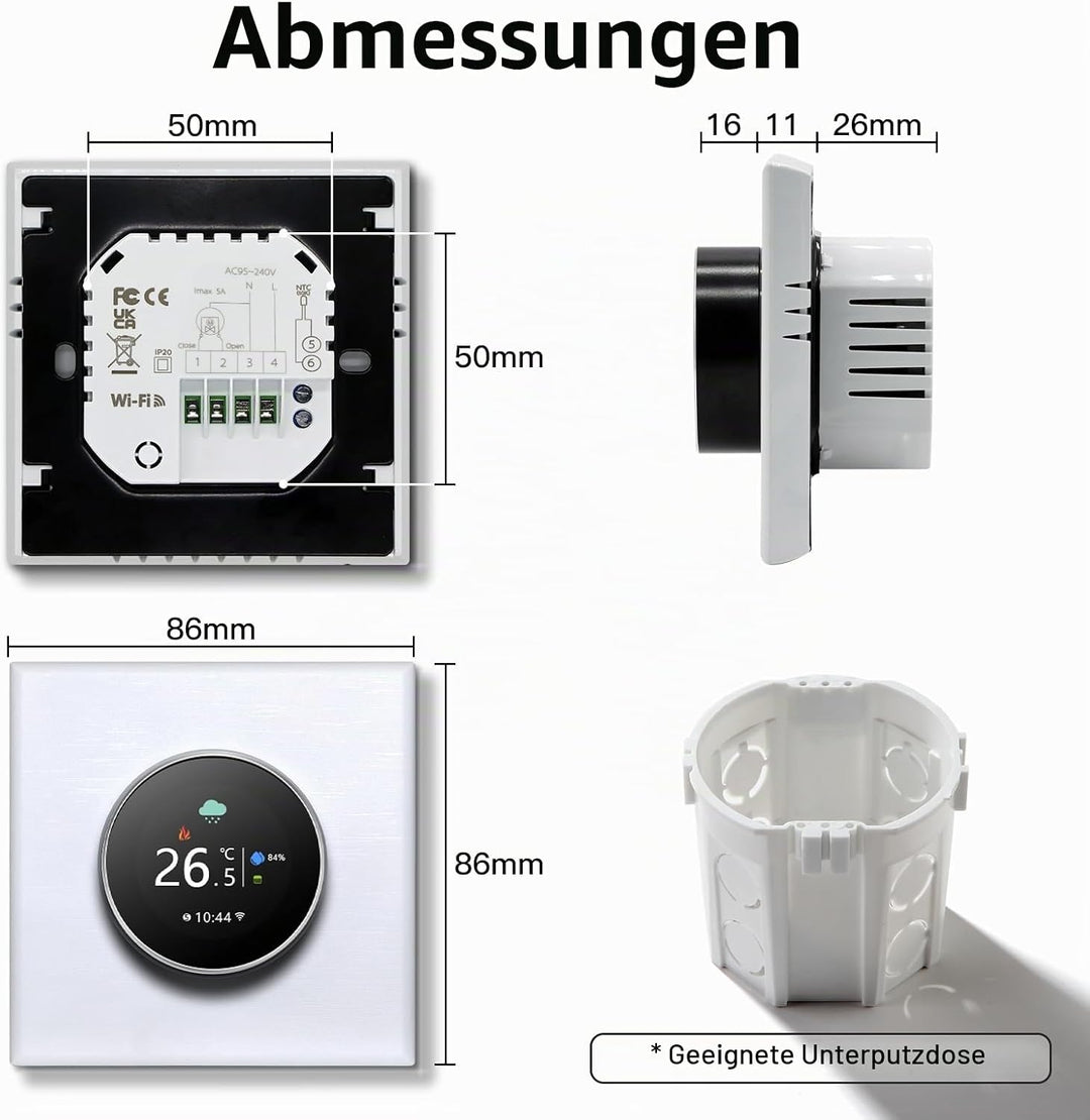 MVAVA Thermostat für Wasser Fussbodenheizung, Smart WLAN Thermostat kompatibel mit Alexa und Google