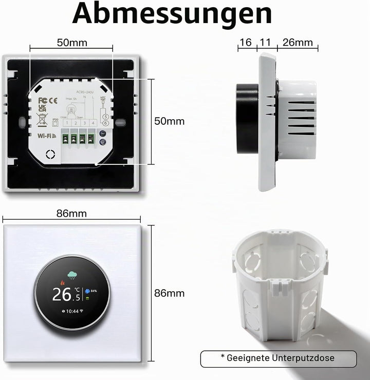 MVAVA Thermostat für Wasser Fussbodenheizung, Smart WLAN Thermostat kompatibel mit Alexa und Google