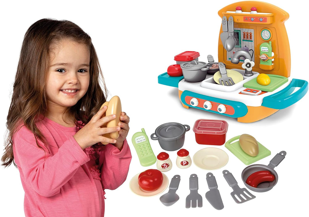 Chicos - My First Kinderküche | inkl. 15 Zubehörteile wie Töpfe, Besteck, Obst und Pfanne | Empfohle