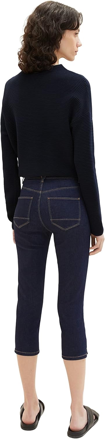TOM TAILOR Damen Kate Capri Jeans, 10138 - Rinsed Blue Denim