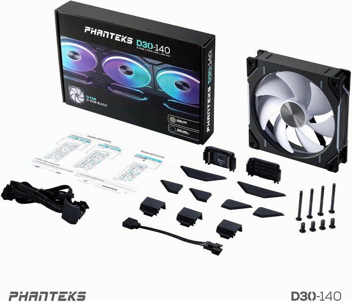 Phanteks D30 PWM Regular Airflow, D-RGB Lüfter - 140mm, schwarz