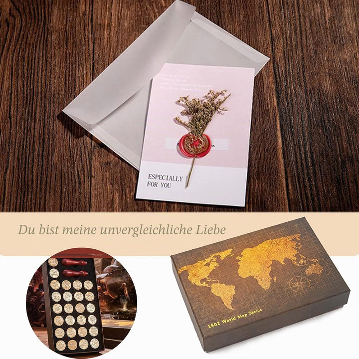 JasCherry Wachs Siegel Stempel Set, Alphabet Initialen Siegel Stempelkopf Kupfer mit 2 Holzgriff, Cl