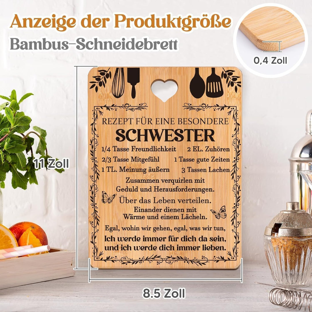 Geschenke für Schwester, Schwester Geschenke, Geburtstagsgeschenke für Schwester, Bambus Schneidebre