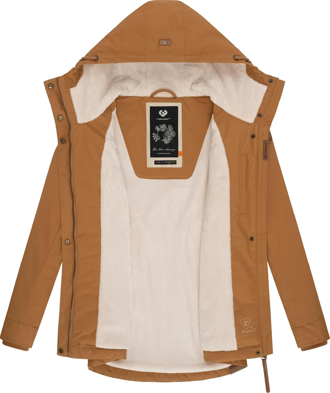 Ragwear Damen warme Winterjacke kurz mit Kapuze Monade XS-6XL XL Brown Sugar24, XL Brown Sugar24