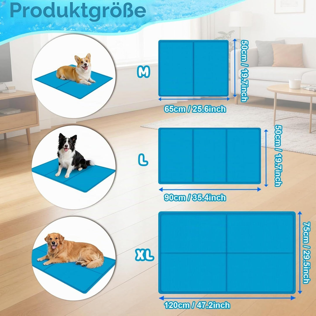 Kühlmatte Hunde – 90 * 50 cm Kühlmatte für Hund und Katze mit Ungiftiges Gel, Selbstkühlende Kaltgel