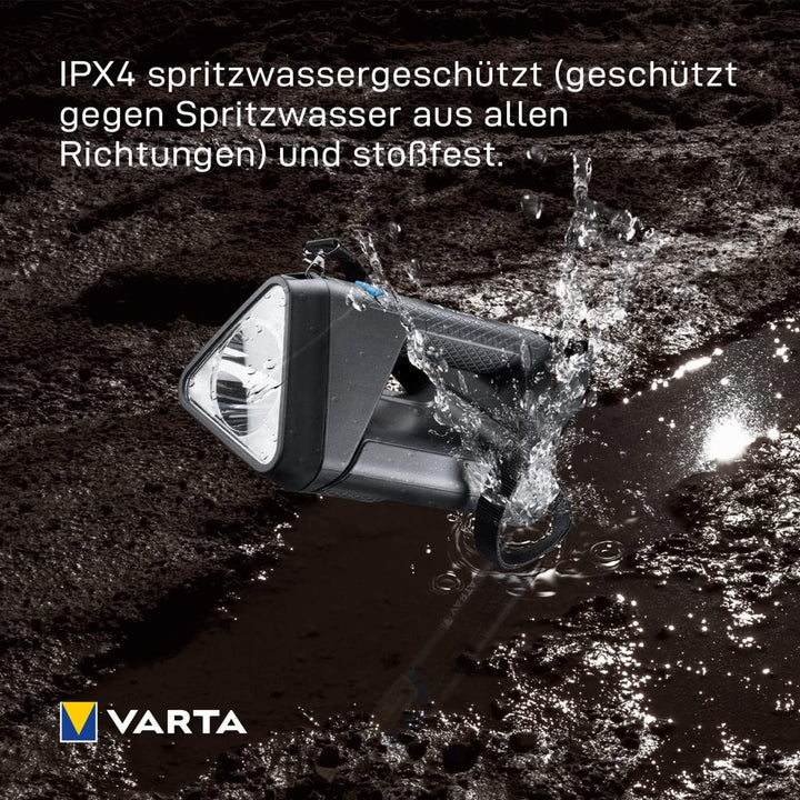 VARTA Baustrahler LED, wiederaufladbar, Arbeitsleuchte, Work Flex BL30R, Handscheinwerfer mit 3 Lich