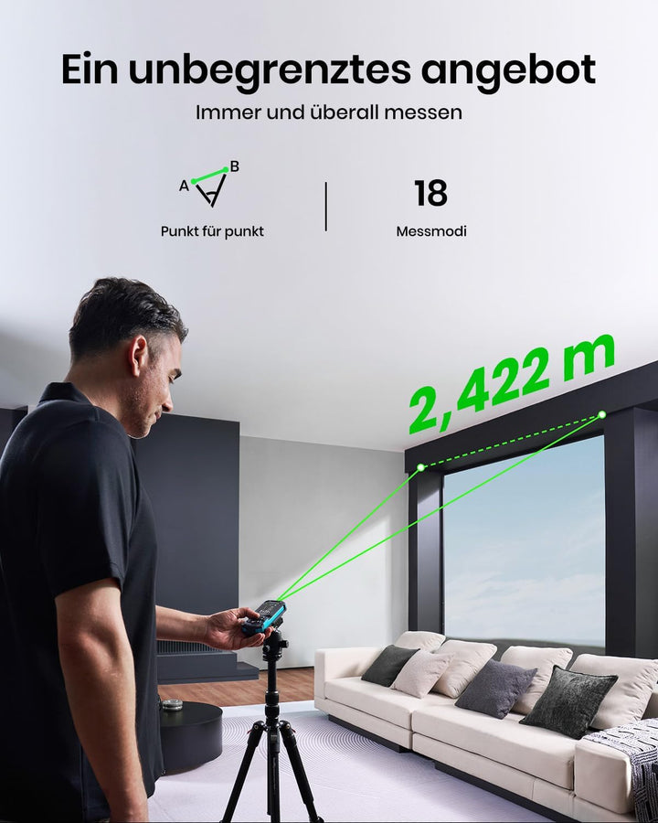 MiLESEEY S50 Laser Entfernungsmesser mit Grünem Strahl, 120 m Lasermessgerät, P2P Laser Messgerät, S